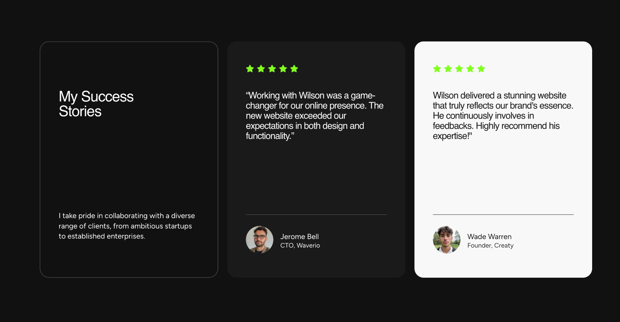 testimonial - web design portfolio starter templates
