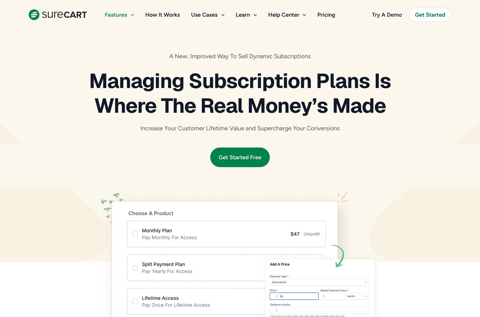 manage subscriptions with surecart