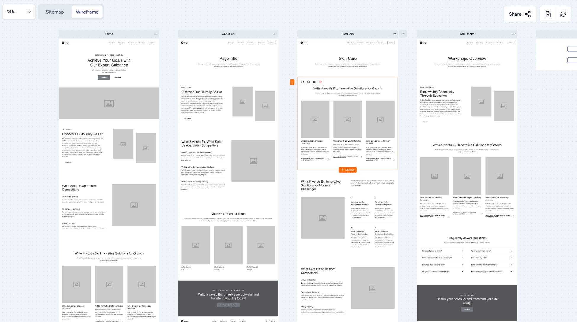 create a wireframe with ZipWP